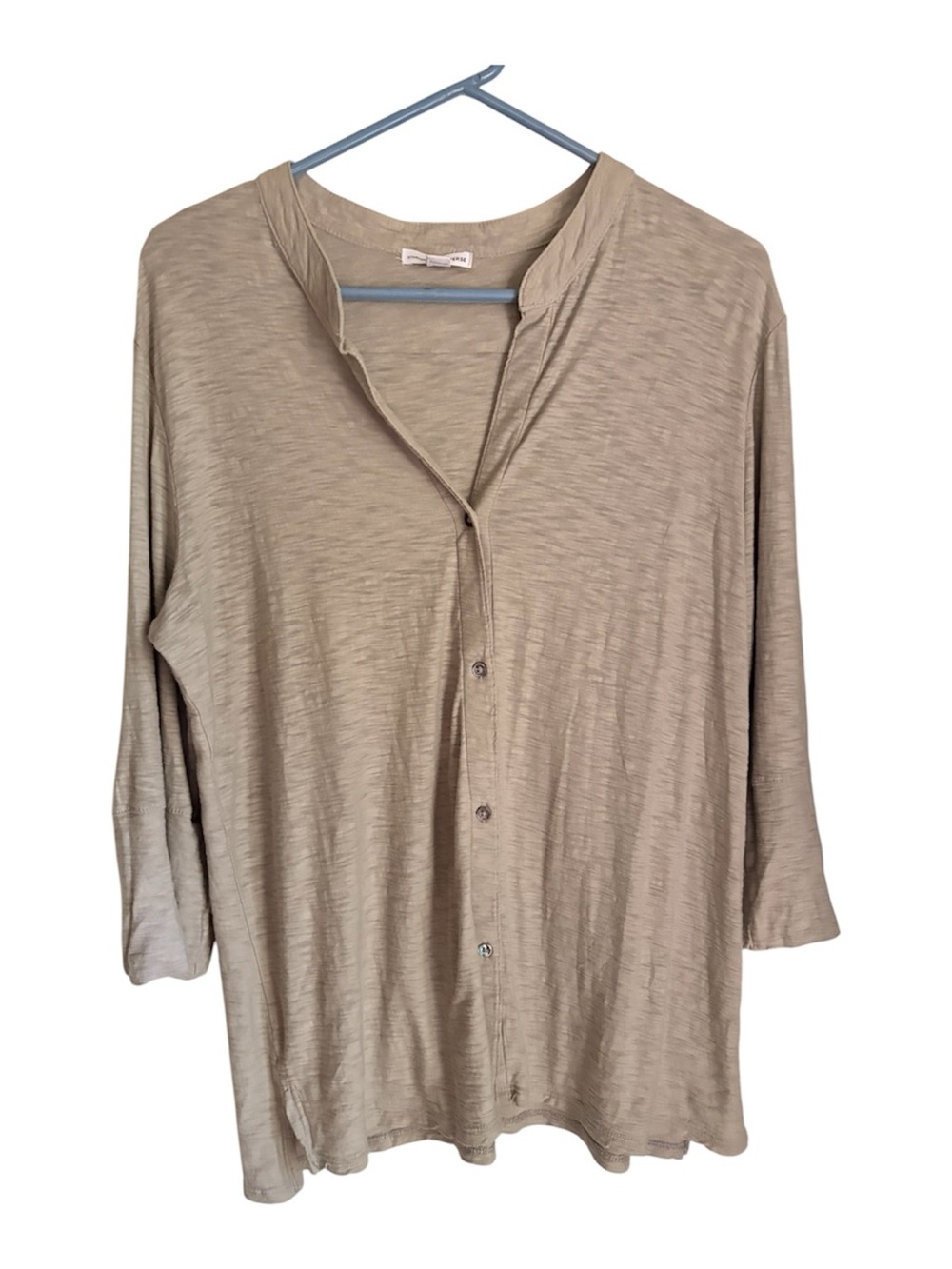 Standard James Perse Slub Cotton Button Down V-Neck Shirt Roll Tab Size 4 L/XL